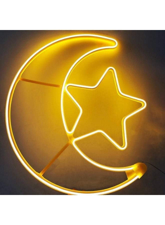 Hilal Moon Star, Ramadan Moon Star Lamp Suitable for Living Room, Bedroom and Outdoor, Balcony, For Eid Ramadan Warm White - Image 1